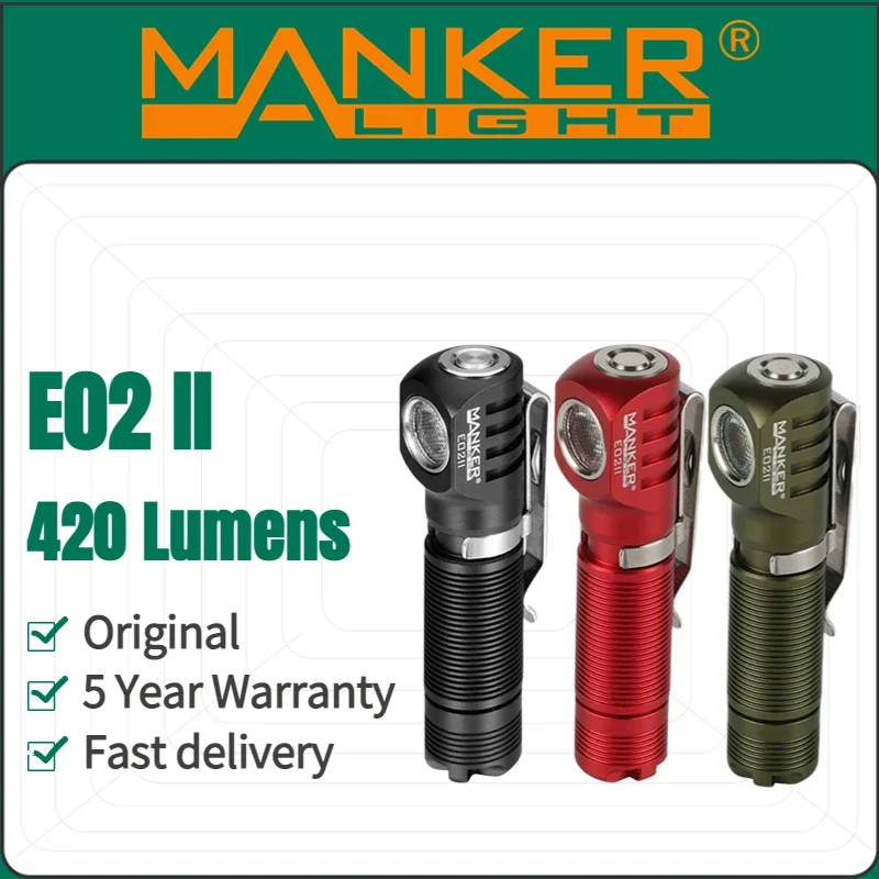 Карманный налобный фонарь Manker E02 II, 420 люмен, фонарь Luminus SST20 светодиодный, налобный фонарь с магнитным хвостом и реверсивным зажимом, работает от батареек AAA/10440