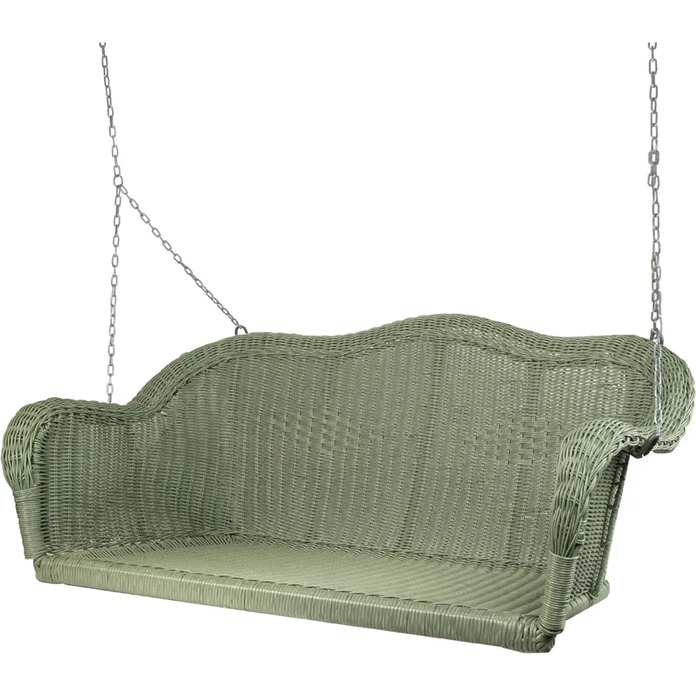 Hand Woven Resin Wicker Porch Swing with Chain 3