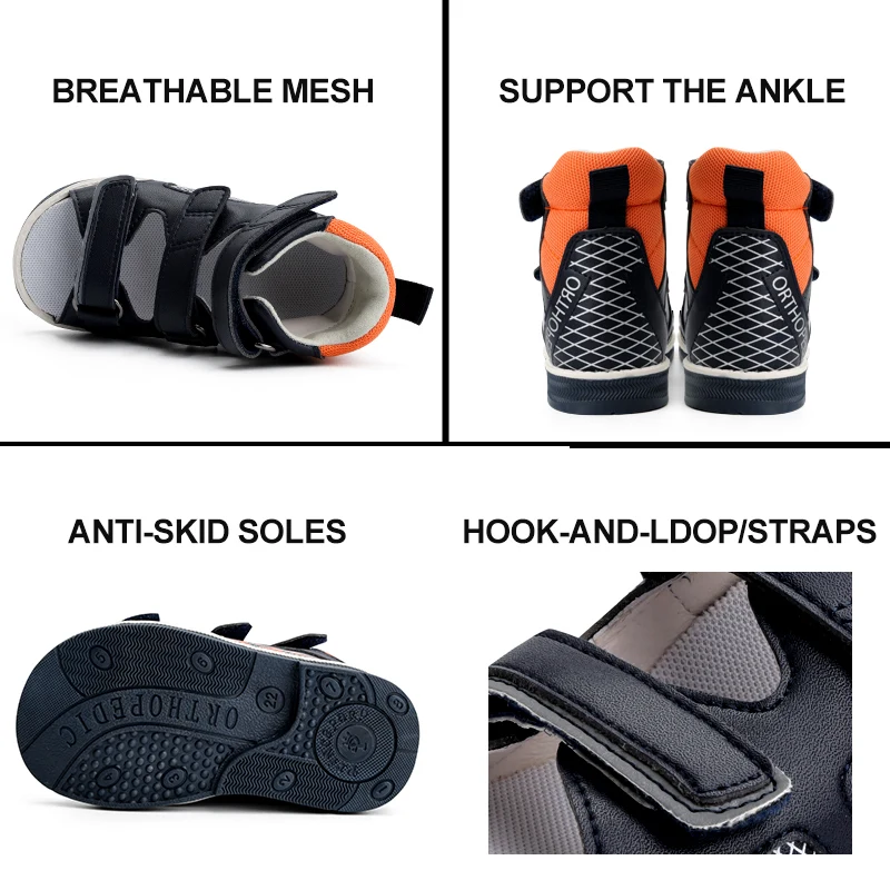 Ankle Support Children\'s Orthopedic Sandals, Corrective and Prophylactic Orthotics Walking Shoes for Girls Boys with Thomas Heel