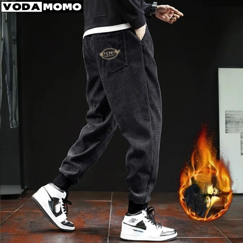 Men's Solid Color Baggy Corduroy Pants 2023 Spring Fashion Streetwear Corduroy Pants Men Cargo Pants Loose Casual Trousers Men