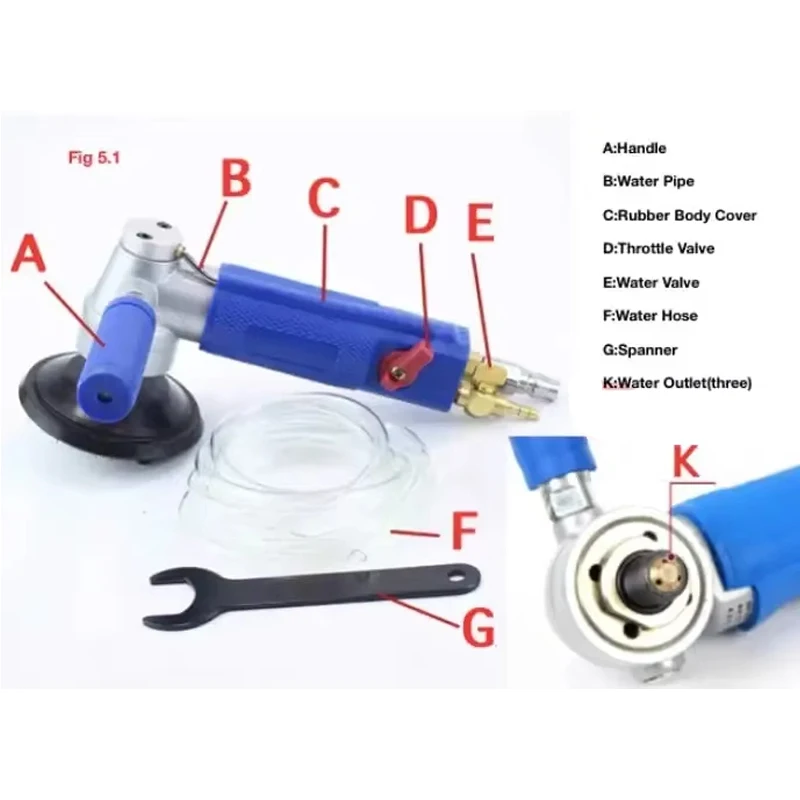 AhuHardware 공압식 샌더 물주입식 연마기 습식 광택기 공구 기계 4300rpm 대리석 석영 화강암 석재 연마용