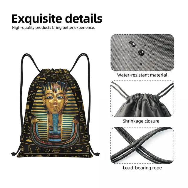 Ancient Gold Pharaoh Egypt King Tut Drawstring Backpack