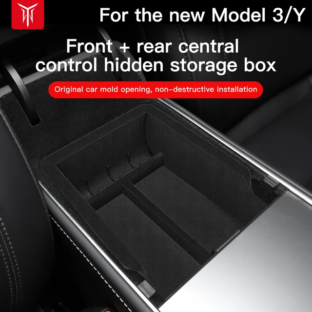 YZ 테슬라 모델 3 Model Y 스토리지 박스 센터 팔걸이 숨겨진 박스 컵 홀더 주최자
