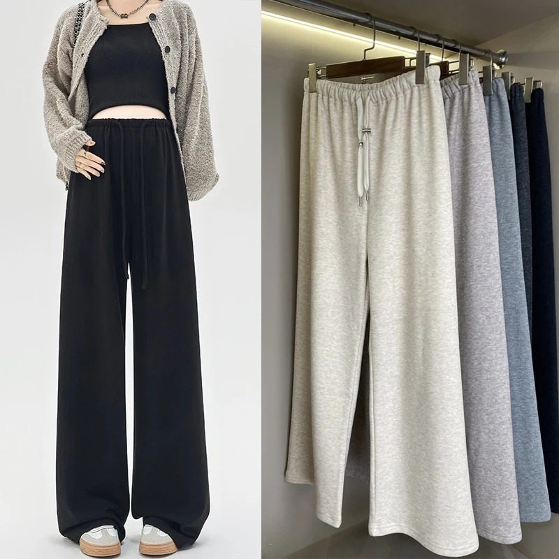 용수철 임산부 뱃살 바지, 허리 조임, 넓은 다리, 임산부 캐주얼 스포츠 바지, 느슨한 임신 스웻팬츠, 2024