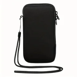 Neoprene Zipper Phone Pouch - Black Travel Protective Sleeve and Storage Bag (Black)