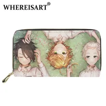 

WHEREISART Anime The Promised Neverland Trendy Women Wallet Role Emma Norman Ray PU Leather Handbag Girls Money Clip Card Purse