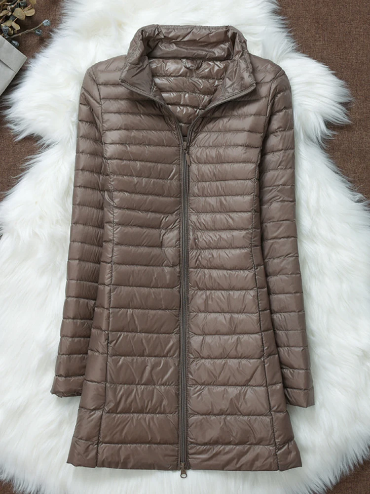 Women Winter Puffer Coat 2023 New Ultra Light Slim Duck Down Jackets Fashion Female Long Down Parkas Portable Warm Outerwear