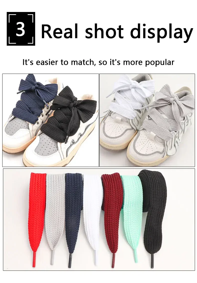 1 Pair Luxury Brand Laces Shoes Width 2.5CM Shoelace Flat Shoelaces for Sneakers AF1 Shoe Laces 100/120/140/160cm Shoestrings