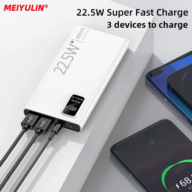 20000mAh Large Capacity Power Bank 22.5W USB C PD Fast Charger For iPhone 16 Samsung Xiaomi 10000mAh Portable External Battery 3