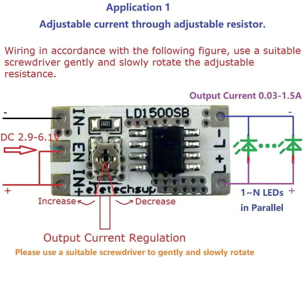 

1PC 28-1500mA Output Current High Brightness LED Constant Current Driver Board for Flashlight Headlights Emergency Lights Module