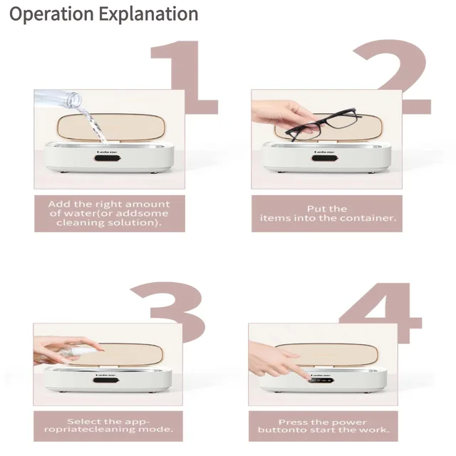 300ML Jewelry Ultrasonic Cleaner Touch Operation 43kHz High Frequency MultiFunction 360° Deep Cleaning Box For Glasses Watches 4