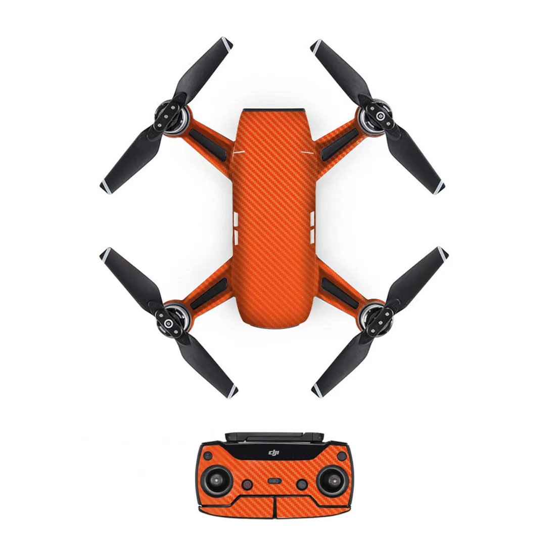 Carbon Fibre Style Decal PVC Skin Sticker For DJI Spark Drone + Remote Controllers + 3 Batteries Protection Film Cover
