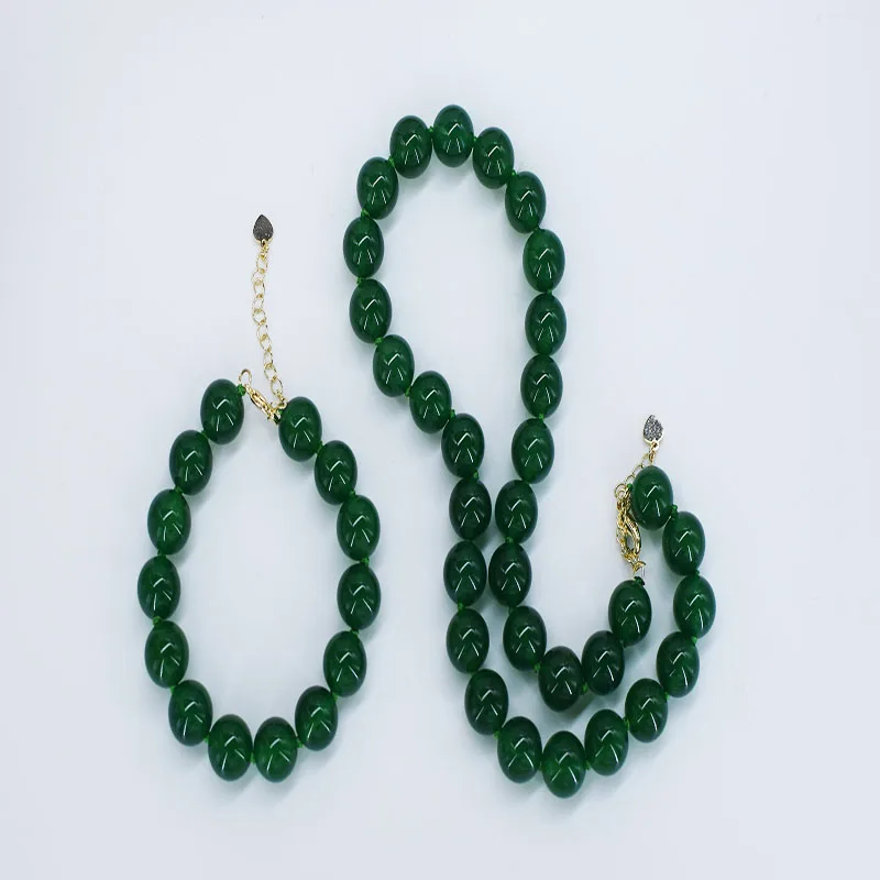 라운드 마노, 옥, 레드, 그린, 블루, 옐로우, 목걸이 팔찌, 1 세트, 12mm, 43cm, 18cm