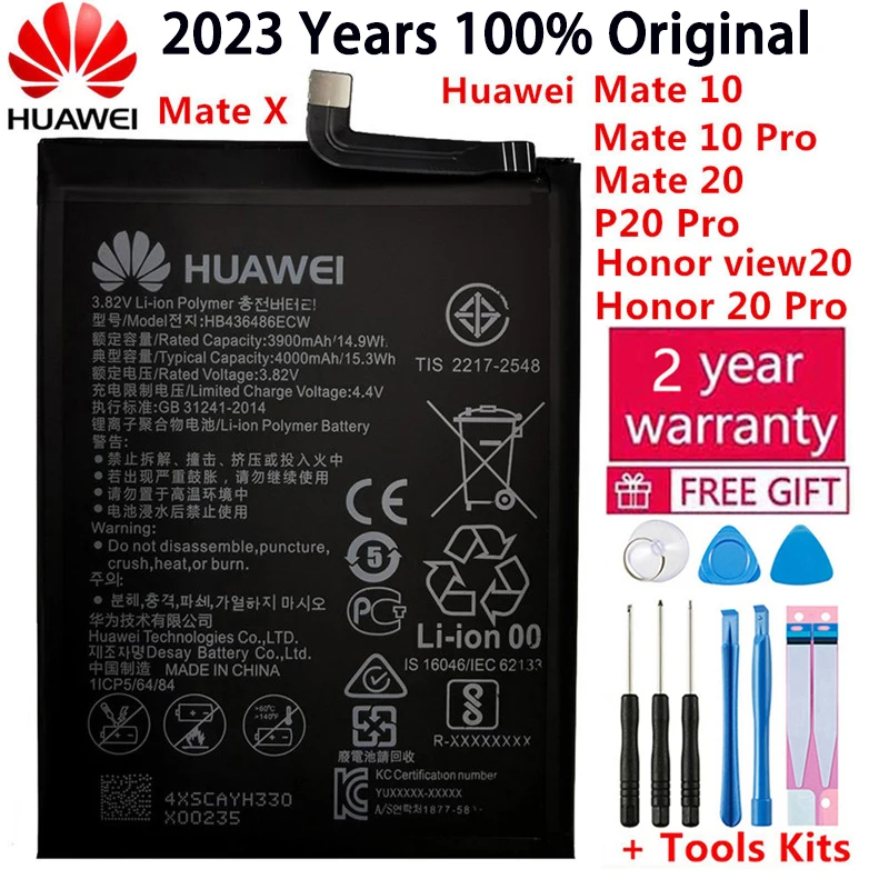 

Hua Wei 100% Orginal HB436486ECW 4000mAh Battery For Huawei Mate 10 Mate 10 Pro /P20 Pro AL00 L09 L29 TL00 Batteries +Tools