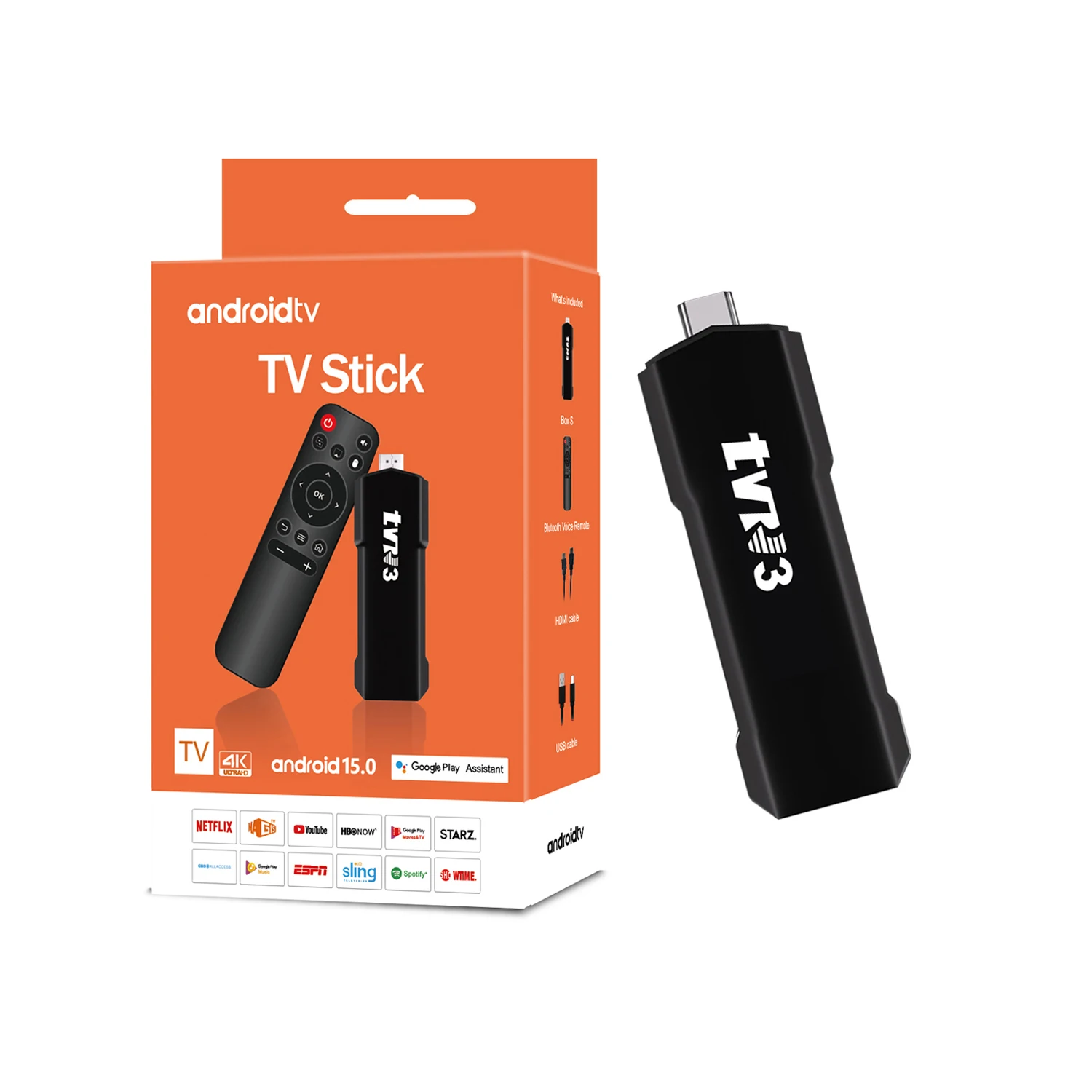 4K TV Stick Android TV Stick Quad Core 2.4G&5G WiFi Streaming Video Android TV Stick 1GB 8GB