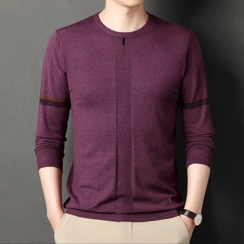 Spring Autumn New Solid Color Fashion Long Sleeve Sweater Man High Street Casual Slim Youth Pullovers Men All-match Thin Tops