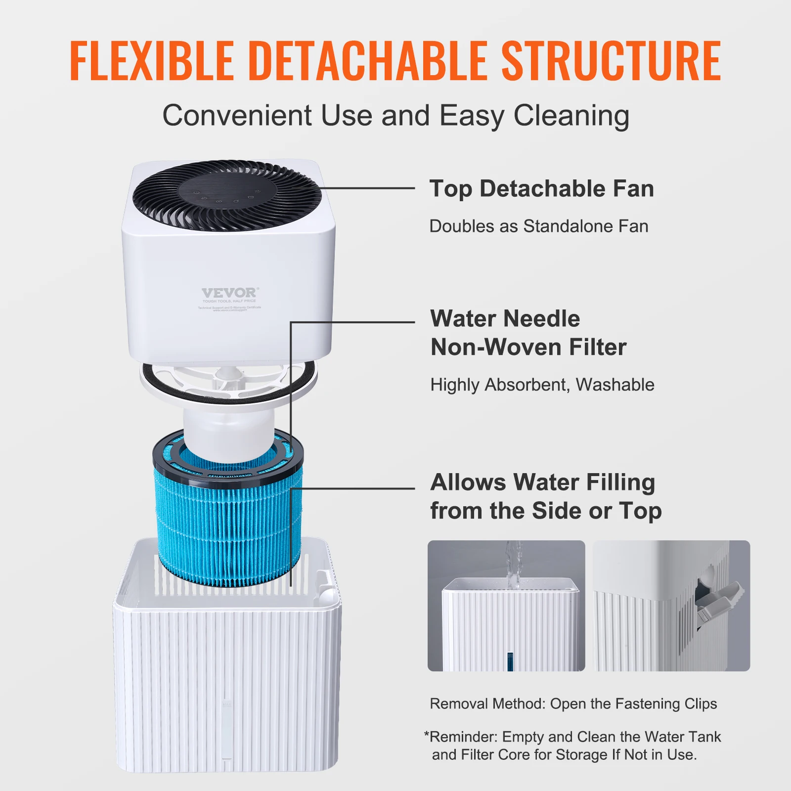 VEVOR Evaporative Humidifiers Mist-Free Cool Moisture Humidifier&Air Purifier for Whole House up to 473.6 sqft for Bedroom Home 6