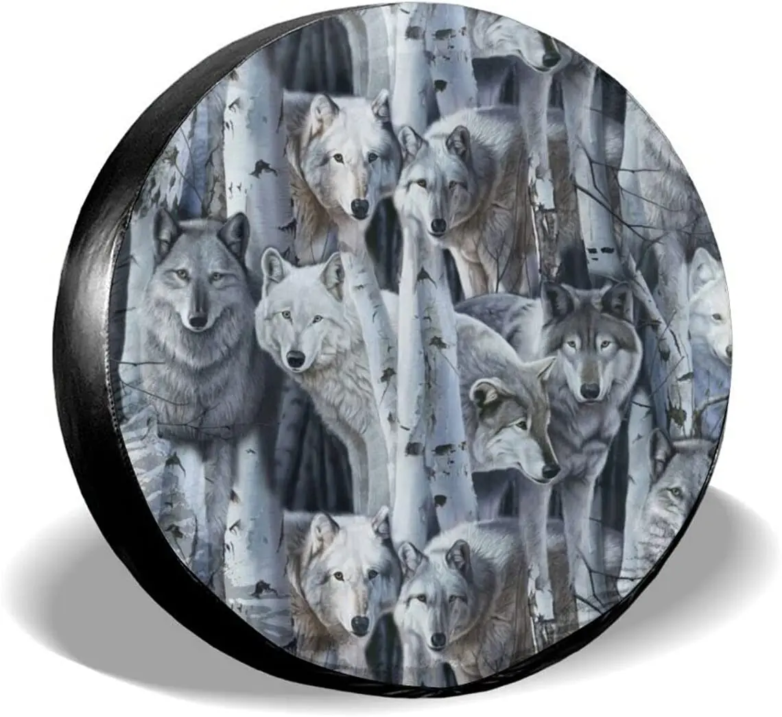 

Spare Tire Cover Universal Tires Cover Forest Animal Wolf Car Tire Cover Wheel Weatherproof and Dust-Proof UV Sun Tire C