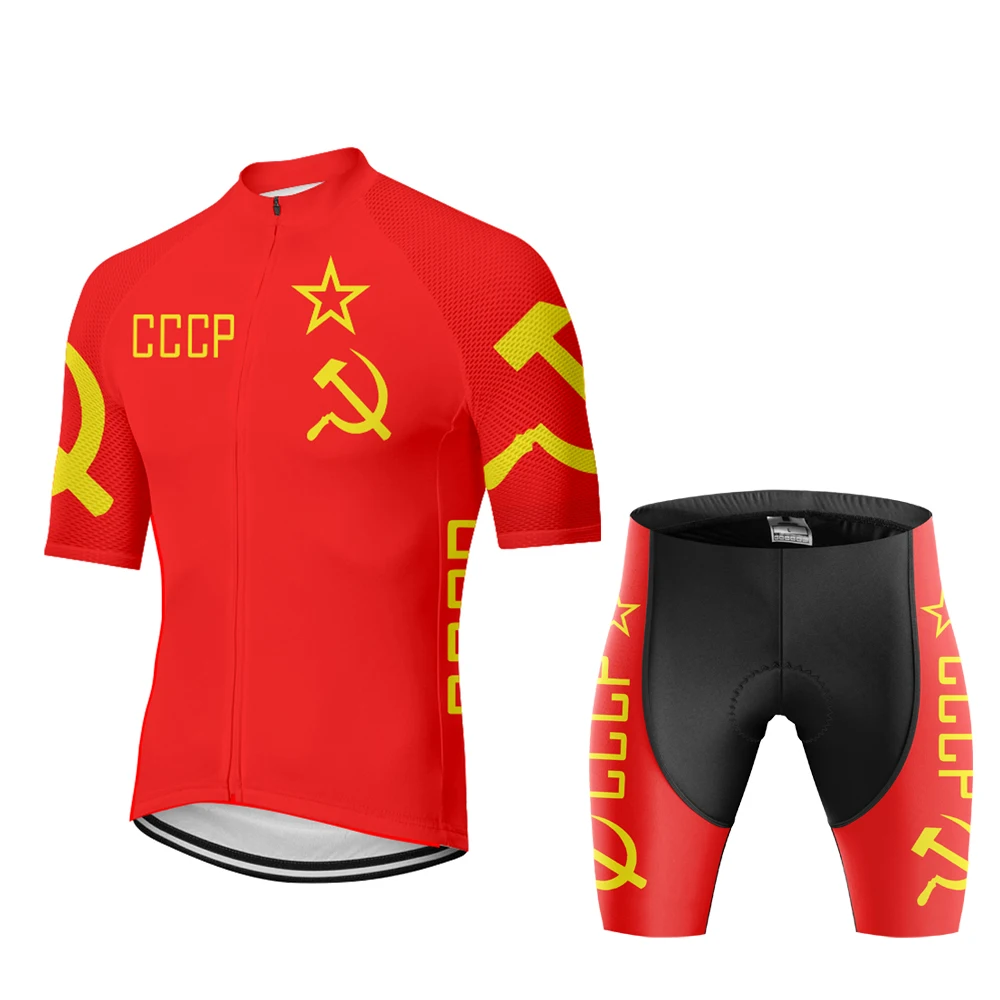 CCCP Soviet Union Men's Cycling Jerseys Mtb Retro Cycling Clothing Red Bicycle Shirt Short Summer Sportwear Bike Wear Clothes cycling jersey cycling shirt cycling suit cycling jersey set