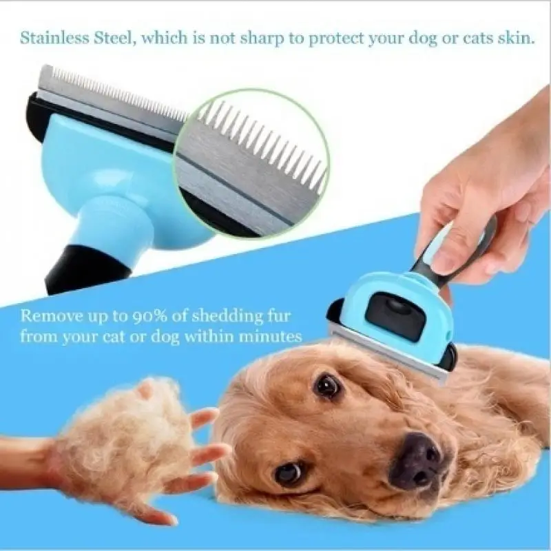 Pet grooming brush pet grooming brush double sided shedding and dematting undercoat rake comb dogs and cats grooming care deshedding tool