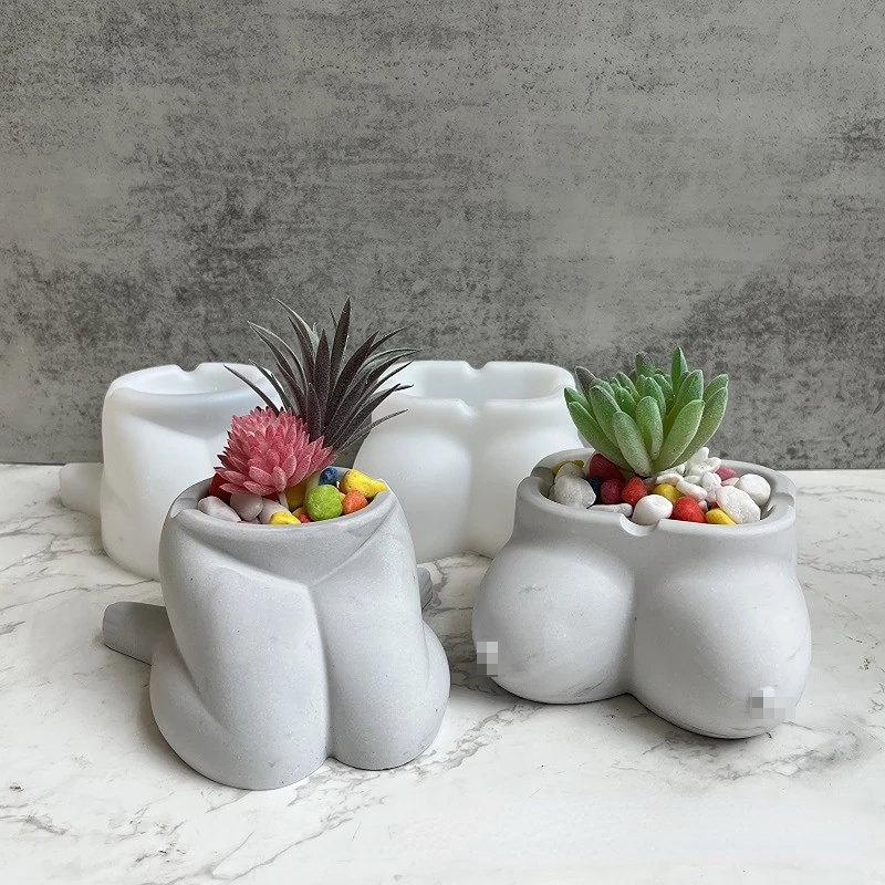 Human Silicone Molds DIY Ashtray Epoxy Resin Mold Make Succulent Flower Pot Casting Clay Soap Plaster Cement Concrete Mould