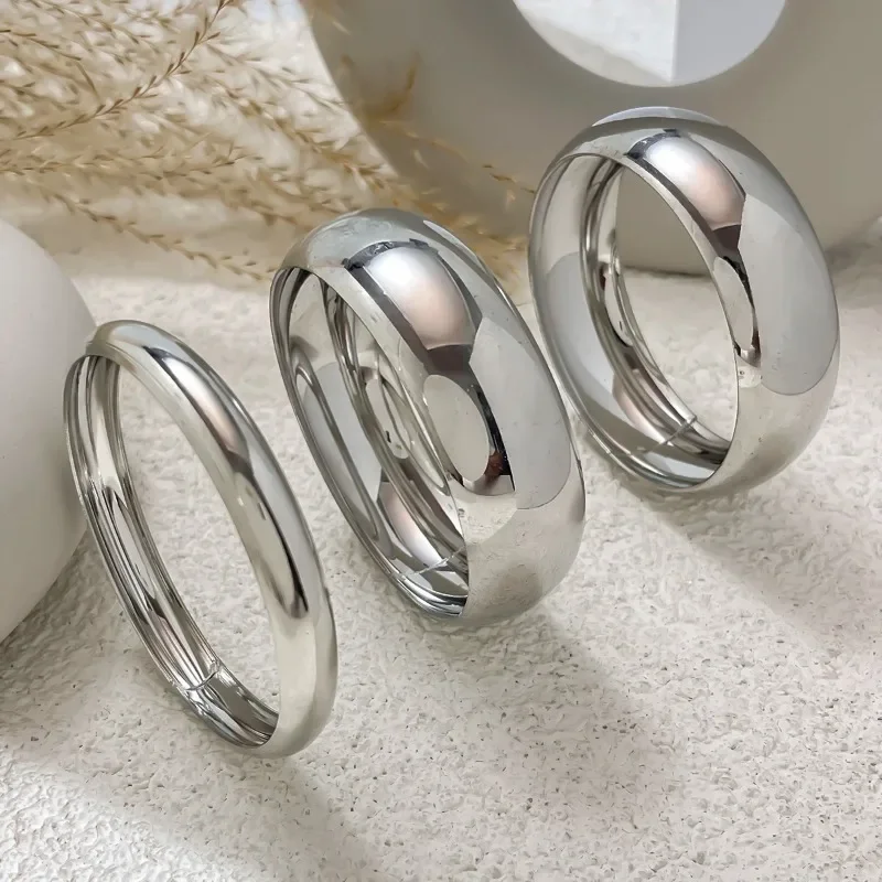 Exaggerated Hip Hop Punk Wide Cuff Bangle Set for Women Vintage Gold Silver Color Chunky Metal Bracelets Hand Jewelry