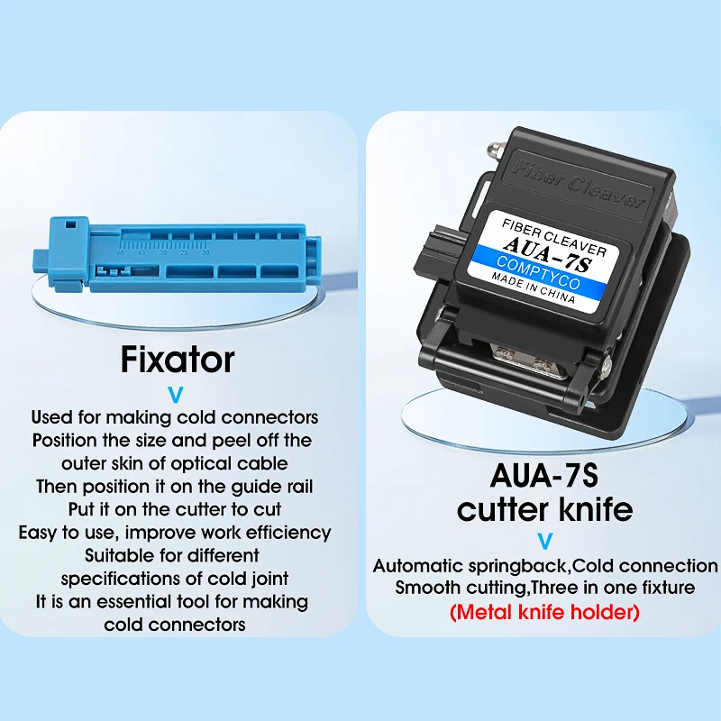 19PCS/set FTTH Fiber Optic Tool Kit with AUA-7S Fiber Cleaver -70～+10dBm Optical Power Meter 10mw Visual Fault Locator