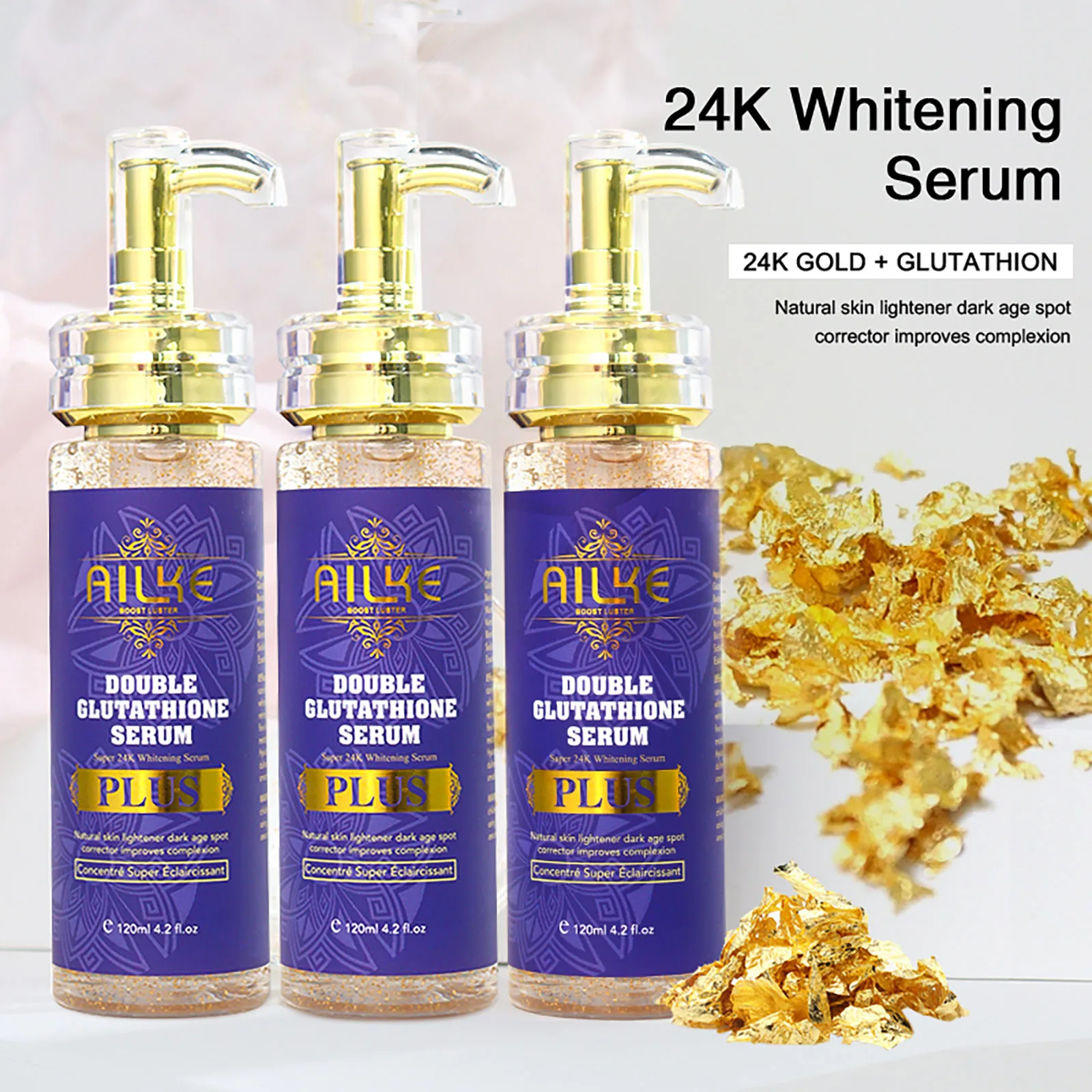 AILKE Double Glutathione Plus Moisturizing Hydrating Body & Skin Whiten Lotion, Bleaching Lotion for Women & Men With Pump 4