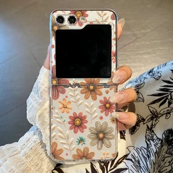 Retro Flowers Pattern Clear Folding Phone Case - Galaxy Z Flip 8 (A909)