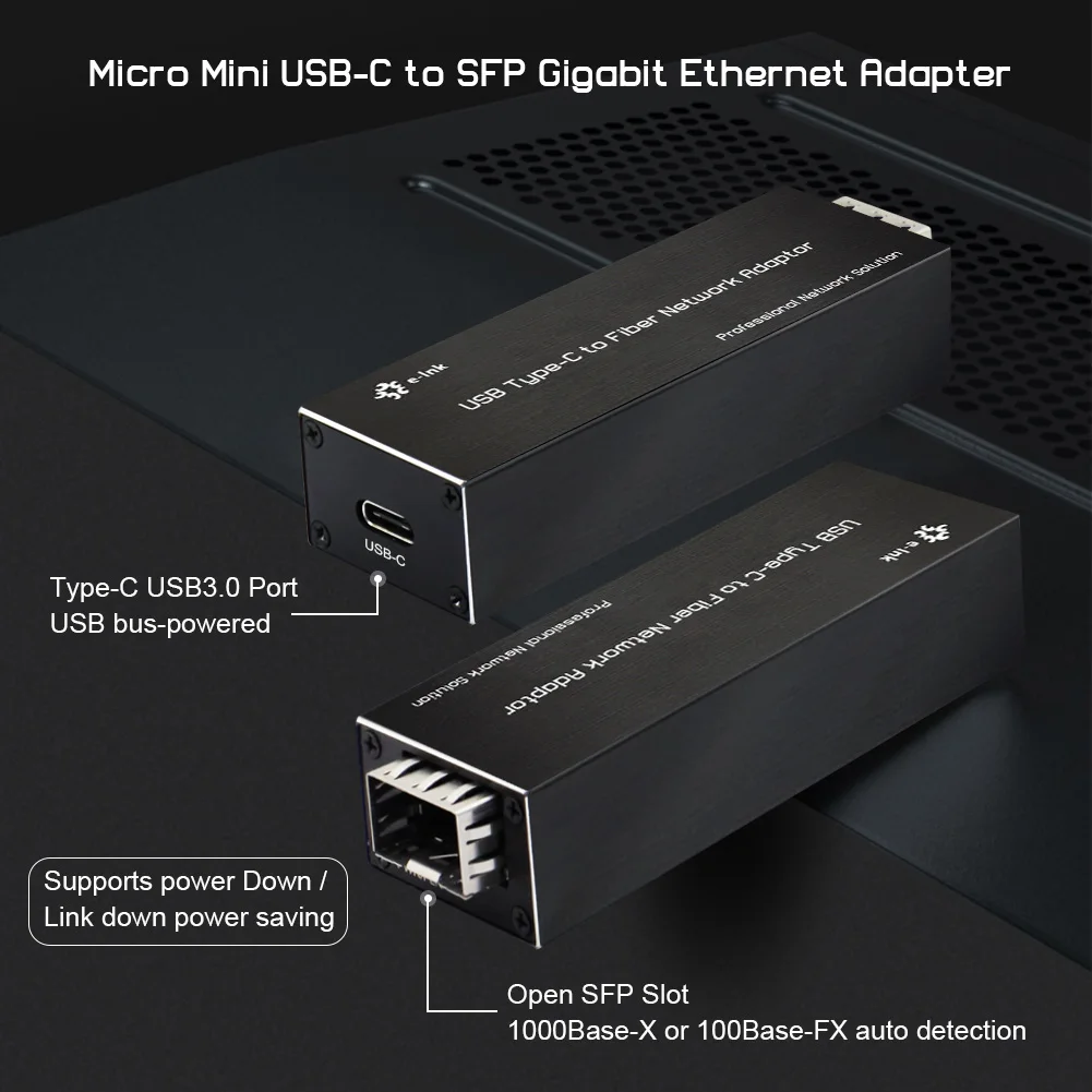 Tipo-c à Placa de Rede 100 1000base-x Usb3.0 da Fibra do Gigabit de Sfp para Abrir o Adaptador de Rede Nic do Adaptador dos Ethernet de Sfp - Imagem 2