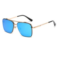 Luxury Men's Gradient Sunglasses - Fashionable Metal Big Frame Design (As Picture)
