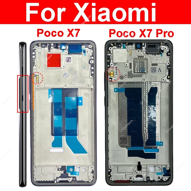 LCD Middle Frame Housing For Xiaomi Poco X7 X7Pro Middle Frame Holder Cover With Volume Power Key Replacement Repair Parts 1