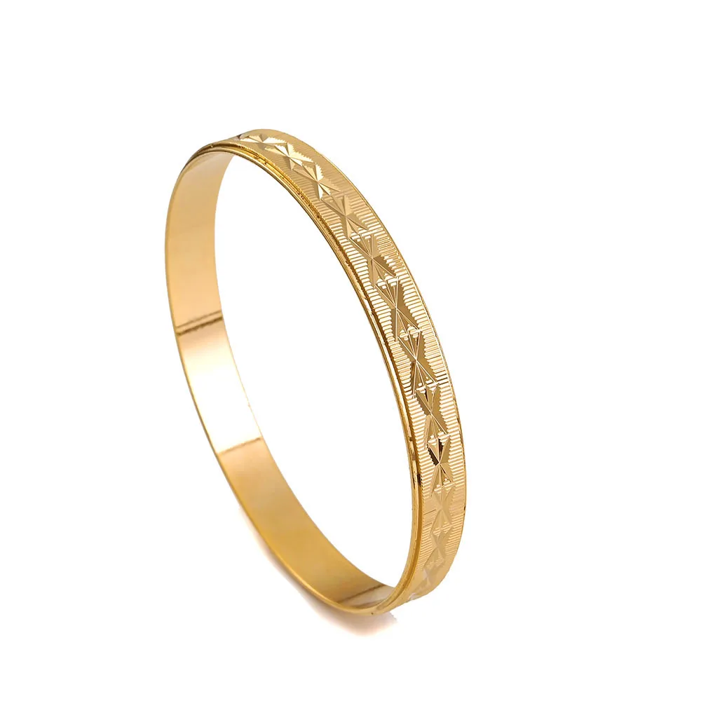 18K 65MM Inner Gold Plated Cut Flower Bangle Ethiopian Africa Fashion Gold Color For Women African Bride Wedding Jewelry Gifts 6