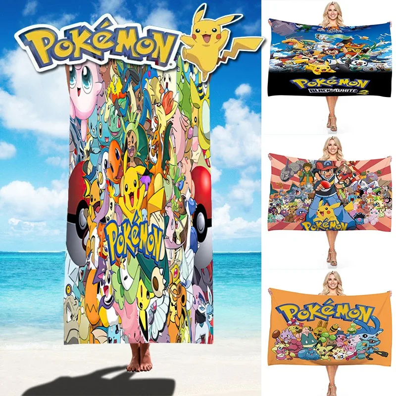Nuovo Pokemon Asciugamano Da Bagno Pikachu Moda Creativa Ragazzi Ragazze Morbido Telo Mare Cartone Animato Anime Periferiche Adulto Spiaggia Spa Accap
