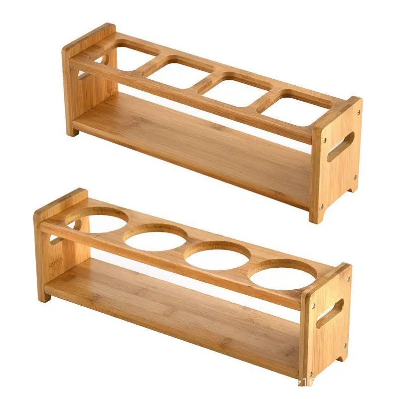 Bamboo Storage Rack Seasoning Rack Red Wine Cup Placement Table Multifunctional Storage Compartment Wooden Shelf Kitchen Tool 2