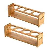 Bamboo Storage Rack Seasoning Rack Red Wine Cup Placement Table Multifunctional Storage Compartment Wooden Shelf Kitchen Tool 2
