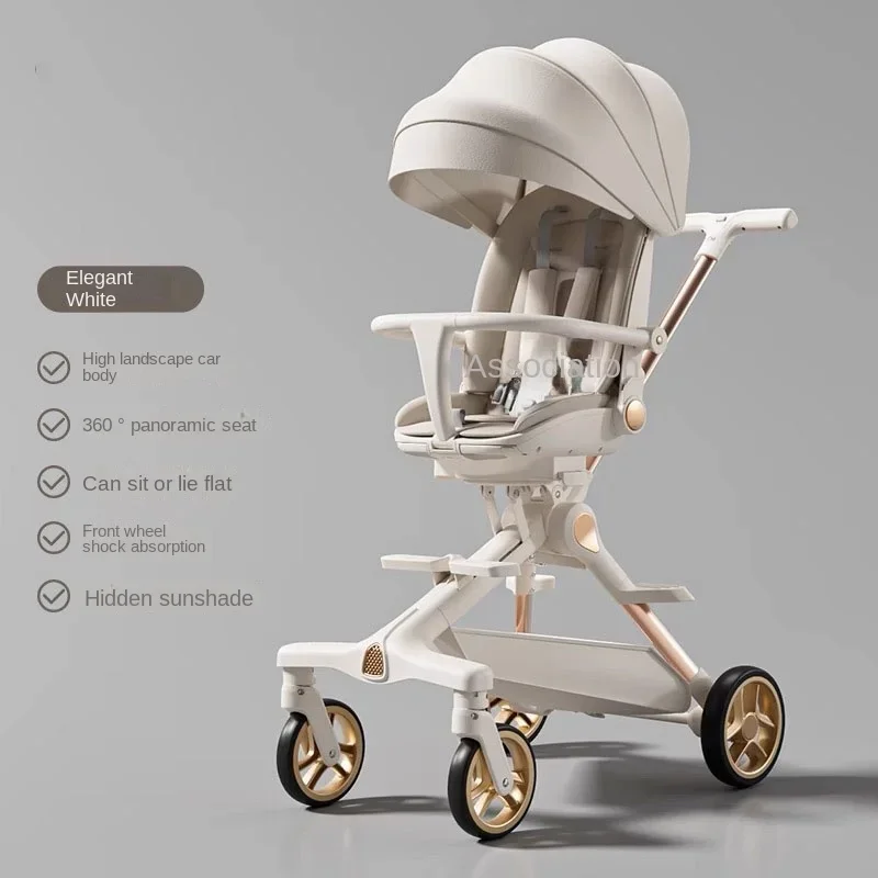 

Four Wheel Stroller High Landscape Newborn Travel Stroller Two-way Swivel Lightweight Folding Stroller Adjustable Baby Stroller