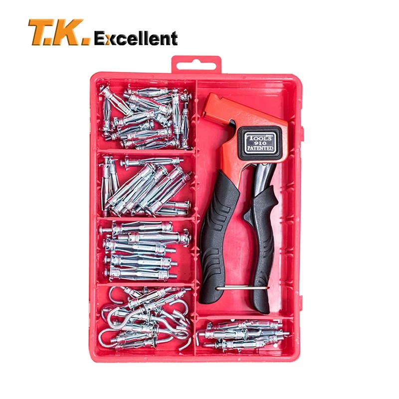 Hollow Drive Wall Anchor Screws Heavy Duty Metal Setting Tool Molly Bolt Anchors Gun Kit Steel Nails Guns 62Pcs drywall anchor kit drywall anchor hollow wall anchor set hollow wall anchor gun