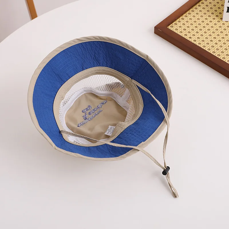Quick Dry Children Fisherman Hat Summer Thin Baby Bucket Hat Outdoor Beach Panama Boys Girls Drawstring Sunscreen Cap 5