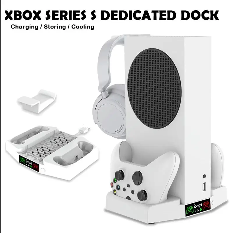 Cooling Fan Base For Xbox Series S Controller Charging Dock Gamepad Storage Stand Headphone Bracket For Xbox Series