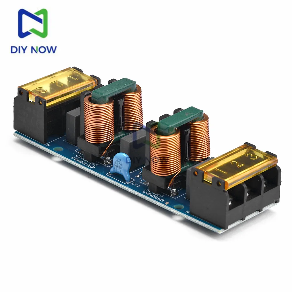 AC 110V 220V 6A 25A Filtro EMI Soppressore di interferenze elettromagnetiche a 2 stadi Potenza comune EMC Amplificatore audio Purificatore