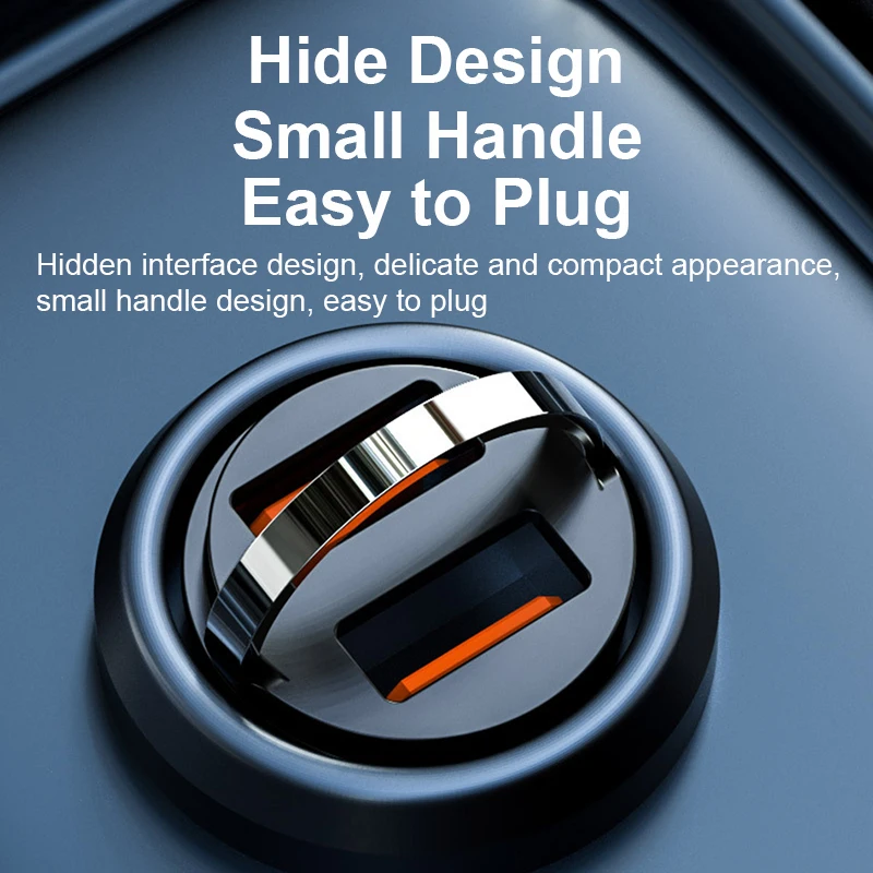 EONLINE 200W Mini Dual USB Car Charger 100W Quick Charge Adapter Car iPhone Charger Accessories Hidden Pull Ring Car CO VIVO