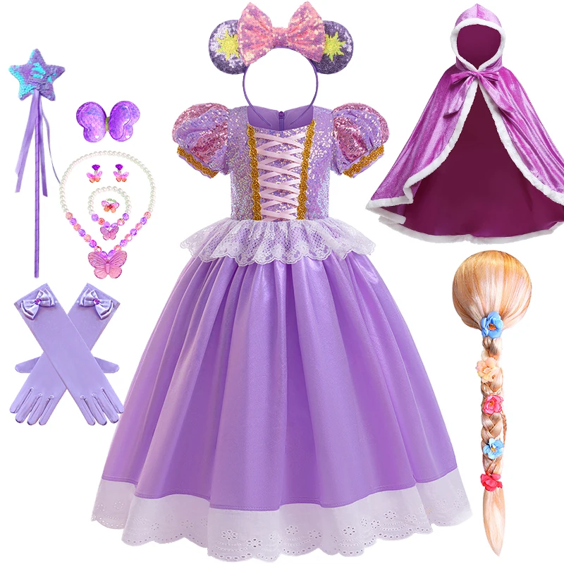 Fairy Girls Fantasia Rapunzel Princess Dress Carnevale Per Bambini Halloween Cosplay Travestimento Sofia Masquerade Performance Costume