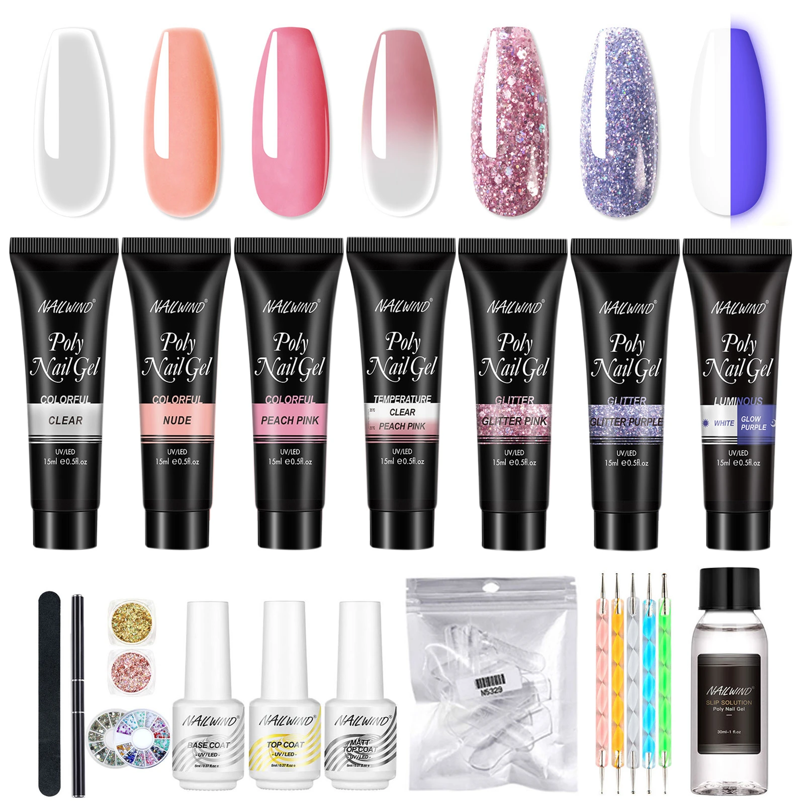 Poly Nail Extension Gel Kit 7 Colors Quick Nail Extension Gel Builder Nail Art  Design Salon Nail Easy DIY At Home Nail Polish| | - AliExpress