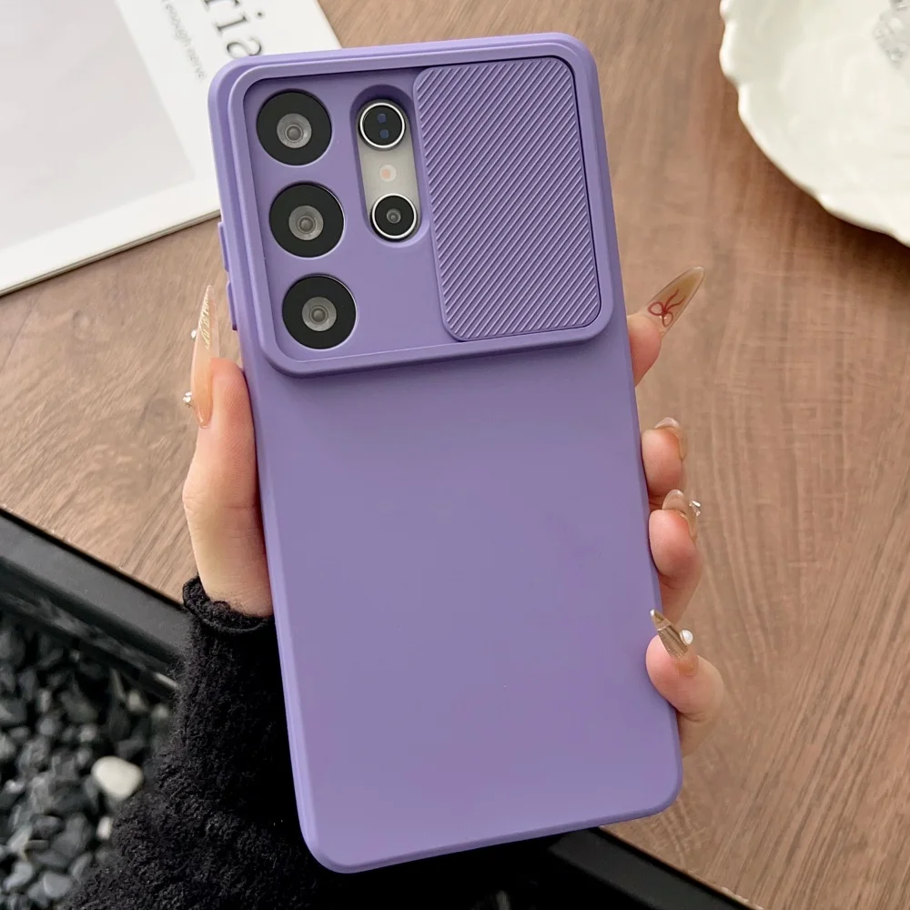 Premium Soft Liquid Silicone Case with Slide Camera Protection and Anti-Slip Bumper Cover