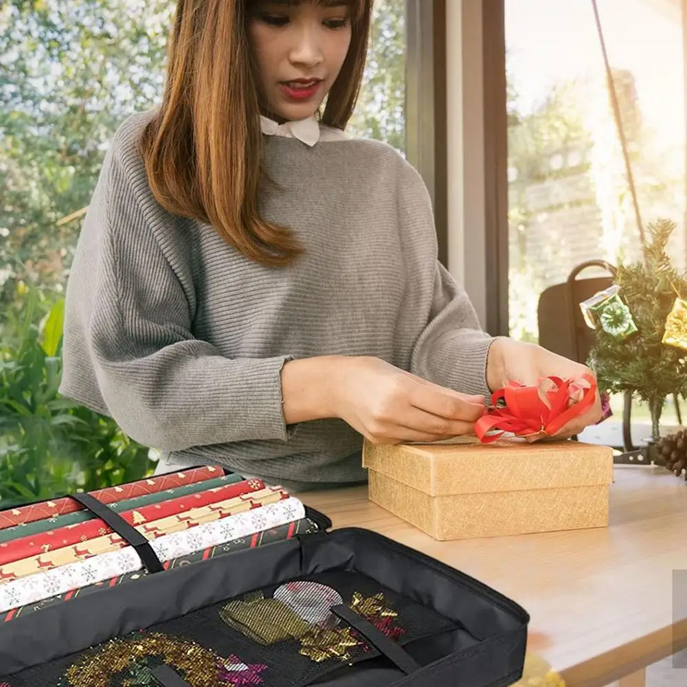 Description Picture 4 of itemWrapping Paper Containers Gift Wrap Storage Containers Dustproof Zippered Wrapping Paper Waterproof Pouches for Daily Life