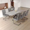 62.4" extendable 78.15" dining Table Set for 6-8 Person for Dining Room,C-shaped Tube Soft padded armless dining chair 4