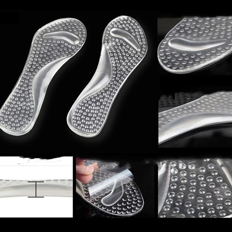 Silicone Gel Orthopedic Insoles Women Foot Care Protector Elastic Cushion Arch Support Pads  Transparent Massage  Insoles