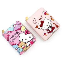 Women Girls Sanrio Hello Kitty Small Wallet Luxury Wallet Women Designer Brand Famous Kawaii Cute Handbag Short Gifts for Her 1