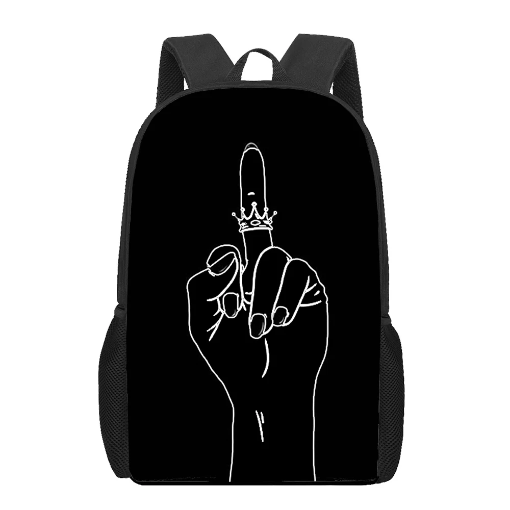 Black white art lineart girl 3D Printed Book Bag Men 16 Inch Backpack For Teen Boys Kindergarten Bagpack Children Mochila